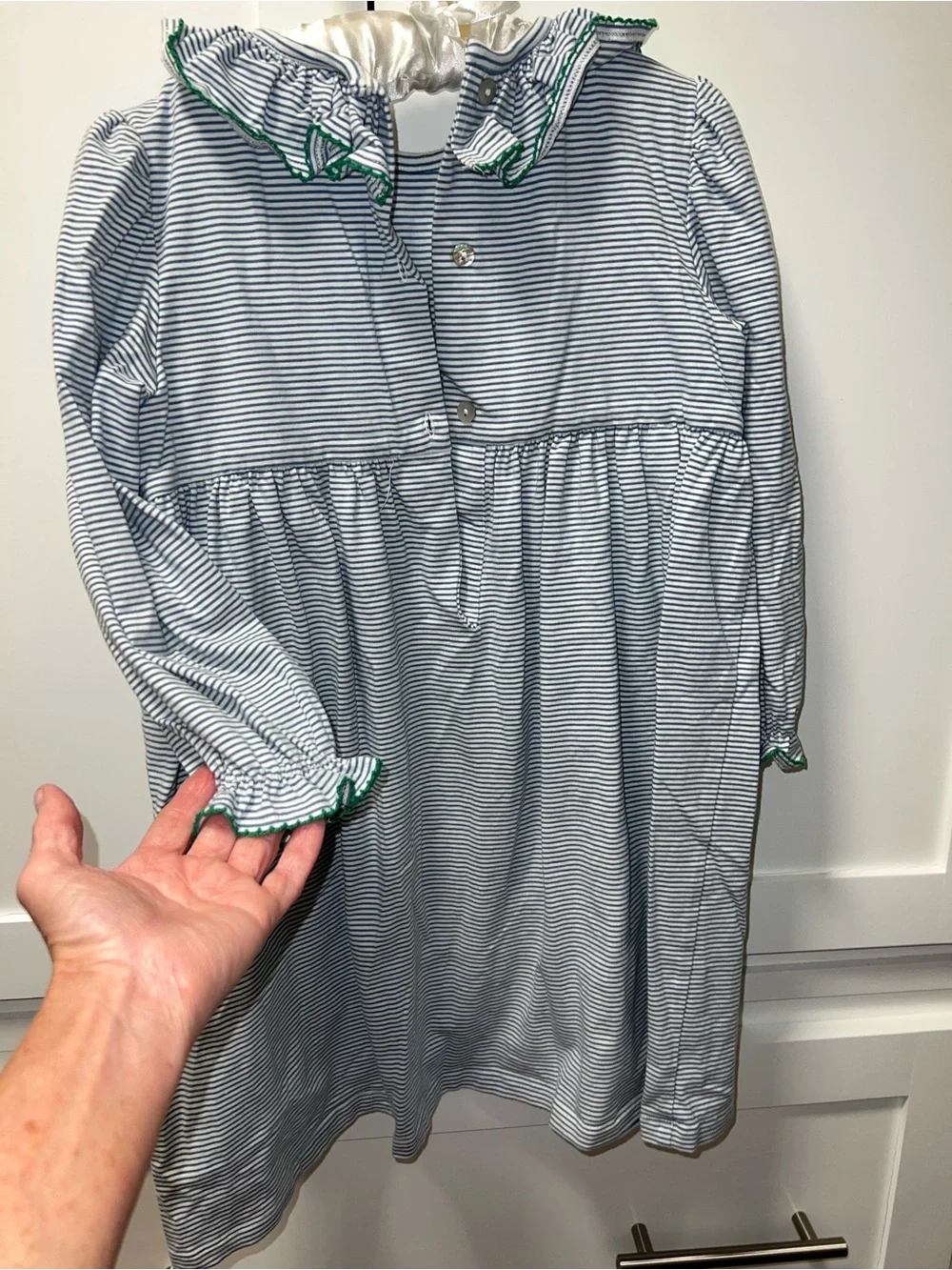 Shrimp & Grits Striped Smocked Mallard Duck Dress with Green Trim